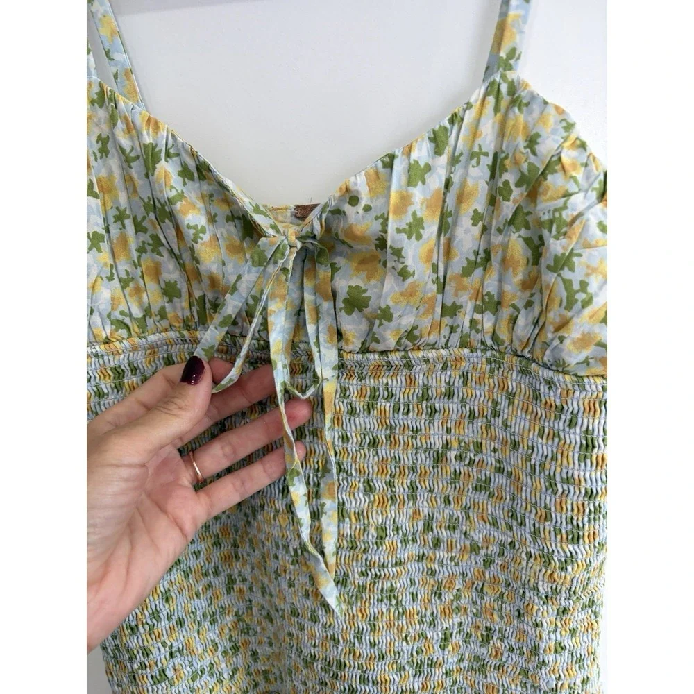 FREE PEOPLE  Lavender Daze Dress Green Floral Print L/XL